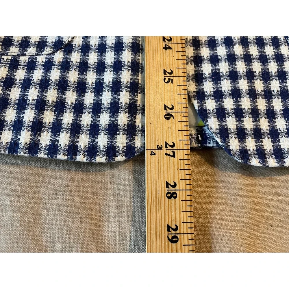 James Morgan Boys Gingham Blazer Size 16 Blue White Patch Pockets Elbow Patches